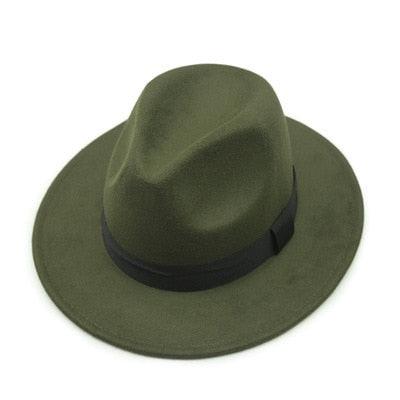 Black Fedora Hat Unisex Wide Brim Hat Autumn Winter Fedora Hat Wide Cap Winter Wool Classic Hat Men Elegant Gentleman Hat For Party Stevvex