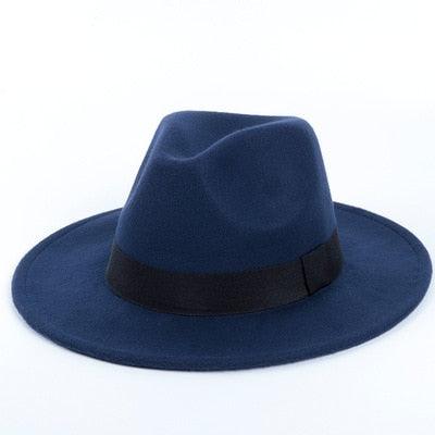 Black Fedora Hat Unisex Wide Brim Hat Autumn Winter Fedora Hat Wide Cap Winter Wool Classic Hat Men Elegant Gentleman Hat For Party Stevvex