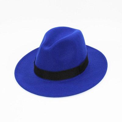 Black Fedora Hat Unisex Wide Brim Hat Autumn Winter Fedora Hat Wide Cap Winter Wool Classic Hat Men Elegant Gentleman Hat For Party Stevvex