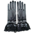 Black Fishnet Stretch Mesh Gloves with Lace Cuffs