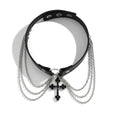 Black Leather Choker Alloy Necklace Cross