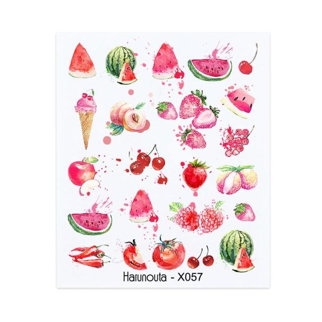 Black Lines Flower Leaves Water Decals Stickers Floral Face Marble Pattern Slider For Nails Summer Nail Art Decoration Summer Stickers on Nails Simple Summer Slider for Manicure Nail Art Watermark Manicure Decor