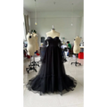 Black Long Sleeve Transparent Lace Wedding Dress
