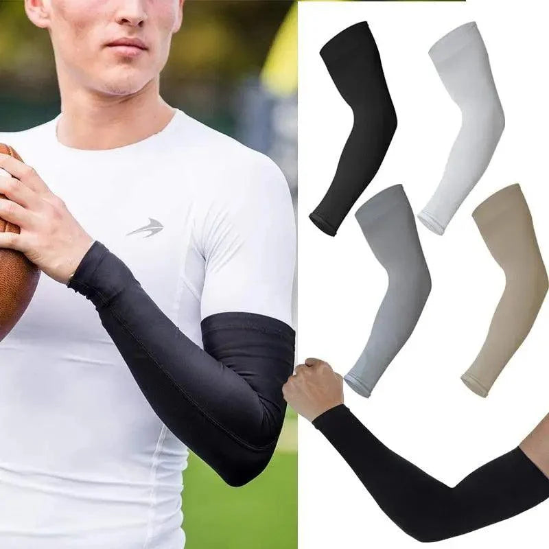 Black Men Unisex Cooling Arm Sleeves Cover Cycling Running Sun Protection Outdoor Activities Hide Tattoos Sleeve Cooling Sports Sleeve For Basketball Golf Football Stevvex