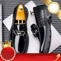 Black Patent Horsebit Platform Retro Casual Shoes