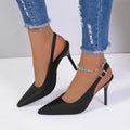 Black Satin High Heel Sandals Closed Toe