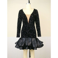 Black Sequined V Neck Banquet Ball Party Dress