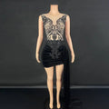 Black Velvet Luxury Evening Dress with Side Train