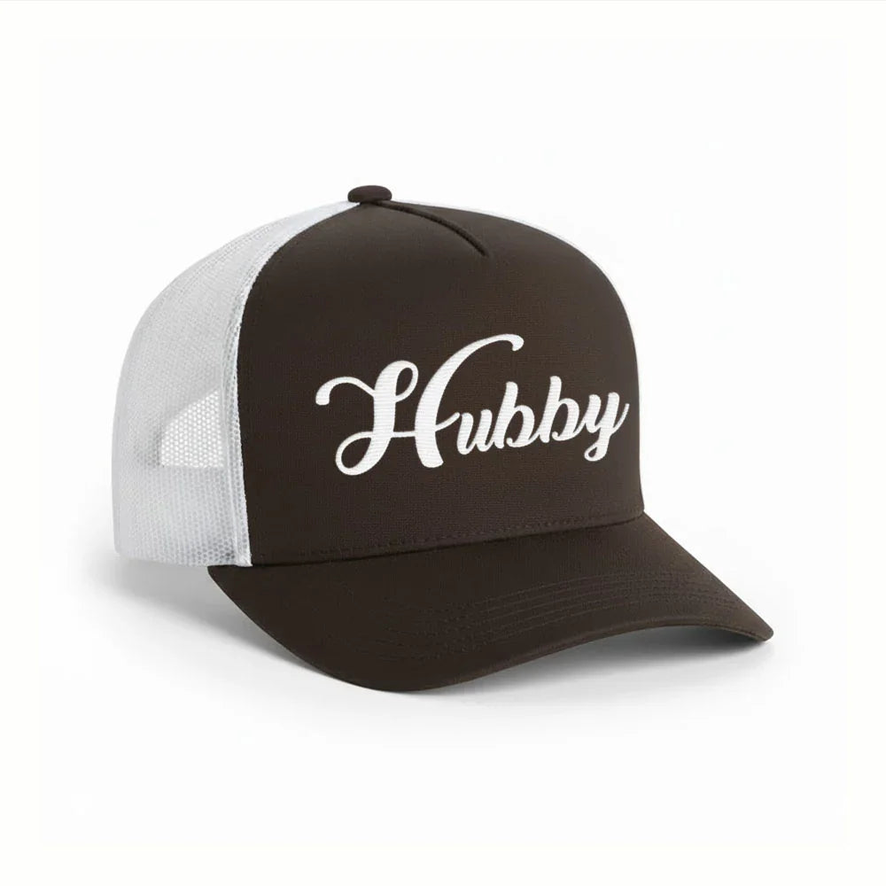 Embroidered Hubby Trucker Hat – Classic Mesh Cap for Wedding or Anniversary Adorb Custom Tees