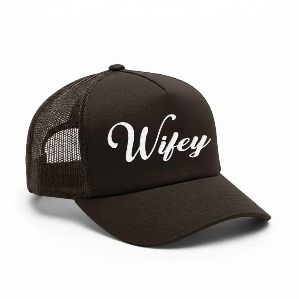 Embroidered Wifey Trucker Hat – Classic Mesh Cap for Wedding or Anniversary Adorb Custom Tees