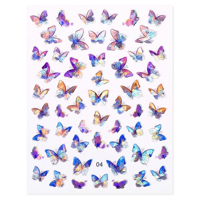 Blue Butterfly 3D Nail Stickers Flowers Leaves Self Adhesive Transfer Sliders Wraps Manicures Foils Decorations Decoration Tattoo Manicure Transfer Nail Decals Flowers Butterfly Designs Nails Supply Manicure Tips Design Nail Decoration Stevvex