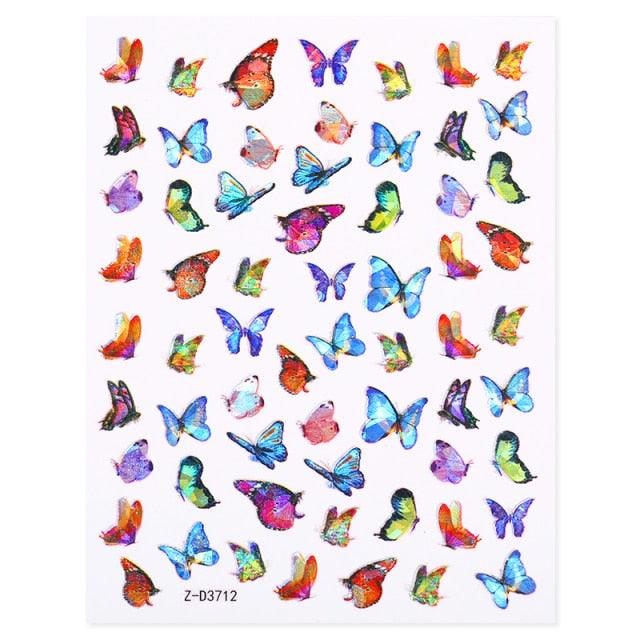 Blue Butterfly 3D Nail Stickers Flowers Leaves Self Adhesive Transfer Sliders Wraps Manicures Foils Decorations Decoration Tattoo Manicure Transfer Nail Decals Flowers Butterfly Designs Nails Supply Manicure Tips Design Nail Decoration Stevvex