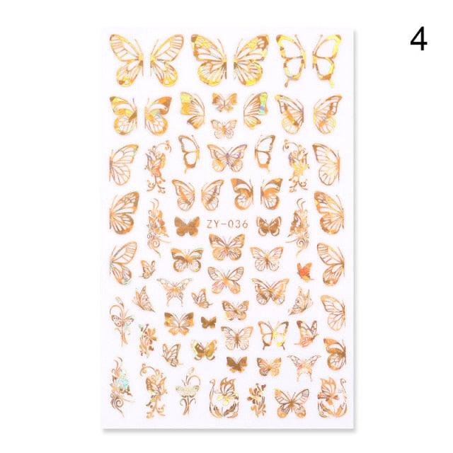 Blue Butterfly 3D Nail Stickers Flowers Leaves Self Adhesive Transfer Sliders Wraps Manicures Foils Decorations Decoration Tattoo Manicure Transfer Nail Decals Flowers Butterfly Designs Nails Supply Manicure Tips Design Nail Decoration Stevvex