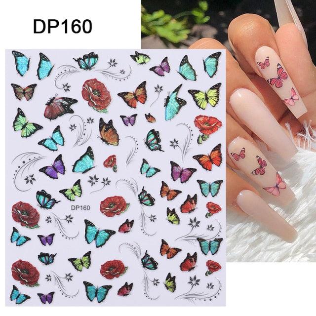 Blue Butterfly 3D Nail Stickers Flowers Leaves Self Adhesive Transfer Sliders Wraps Manicures Foils Decorations Decoration Tattoo Manicure Transfer Nail Decals Flowers Butterfly Designs Nails Supply Manicure Tips Design Nail Decoration Stevvex