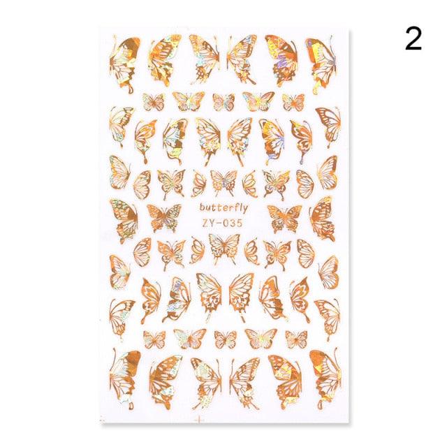 Blue Butterfly 3D Nail Stickers Flowers Leaves Self Adhesive Transfer Sliders Wraps Manicures Foils Decorations Decoration Tattoo Manicure Transfer Nail Decals Flowers Butterfly Designs Nails Supply Manicure Tips Design Nail Decoration Stevvex