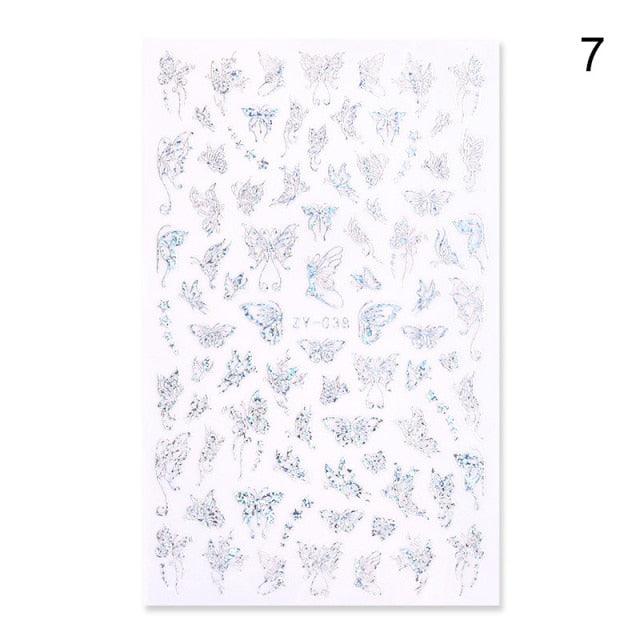 Blue Butterfly 3D Nail Stickers Flowers Leaves Self Adhesive Transfer Sliders Wraps Manicures Foils Decorations Decoration Tattoo Manicure Transfer Nail Decals Flowers Butterfly Designs Nails Supply Manicure Tips Design Nail Decoration Stevvex