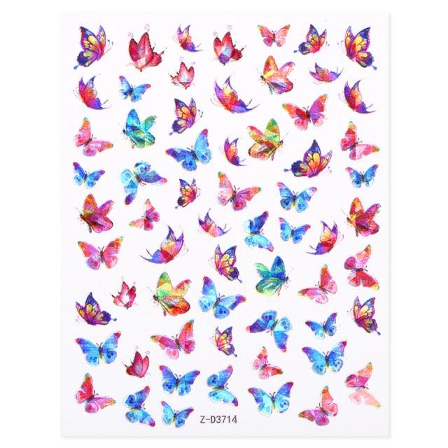 Blue Butterfly 3D Nail Stickers Flowers Leaves Self Adhesive Transfer Sliders Wraps Manicures Foils Decorations Decoration Tattoo Manicure Transfer Nail Decals Flowers Butterfly Designs Nails Supply Manicure Tips Design Nail Decoration Stevvex