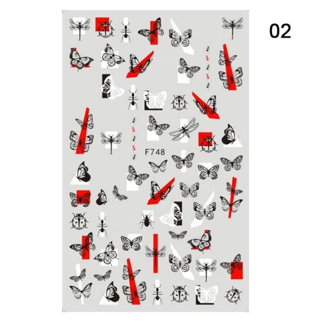 Blue Butterfly 3D Nail Stickers Flowers Leaves Self Adhesive Transfer Sliders Wraps Manicures Foils Decorations Decoration Tattoo Manicure Transfer Nail Decals Flowers Butterfly Designs Nails Supply Manicure Tips Design Nail Decoration Stevvex