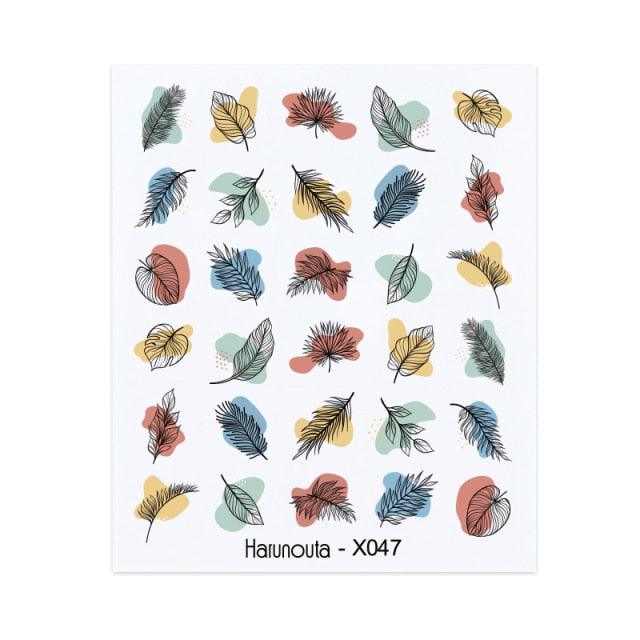Blue Marble Water Decal Sticker Wave Line Flower Leaf Tree Summer Slider Decor For Manicuring Nail Art Watermarks Curve Graffiti Nail Design for Acrylic Nail Supplies Designer Nail Decorations for Women Girls Kids