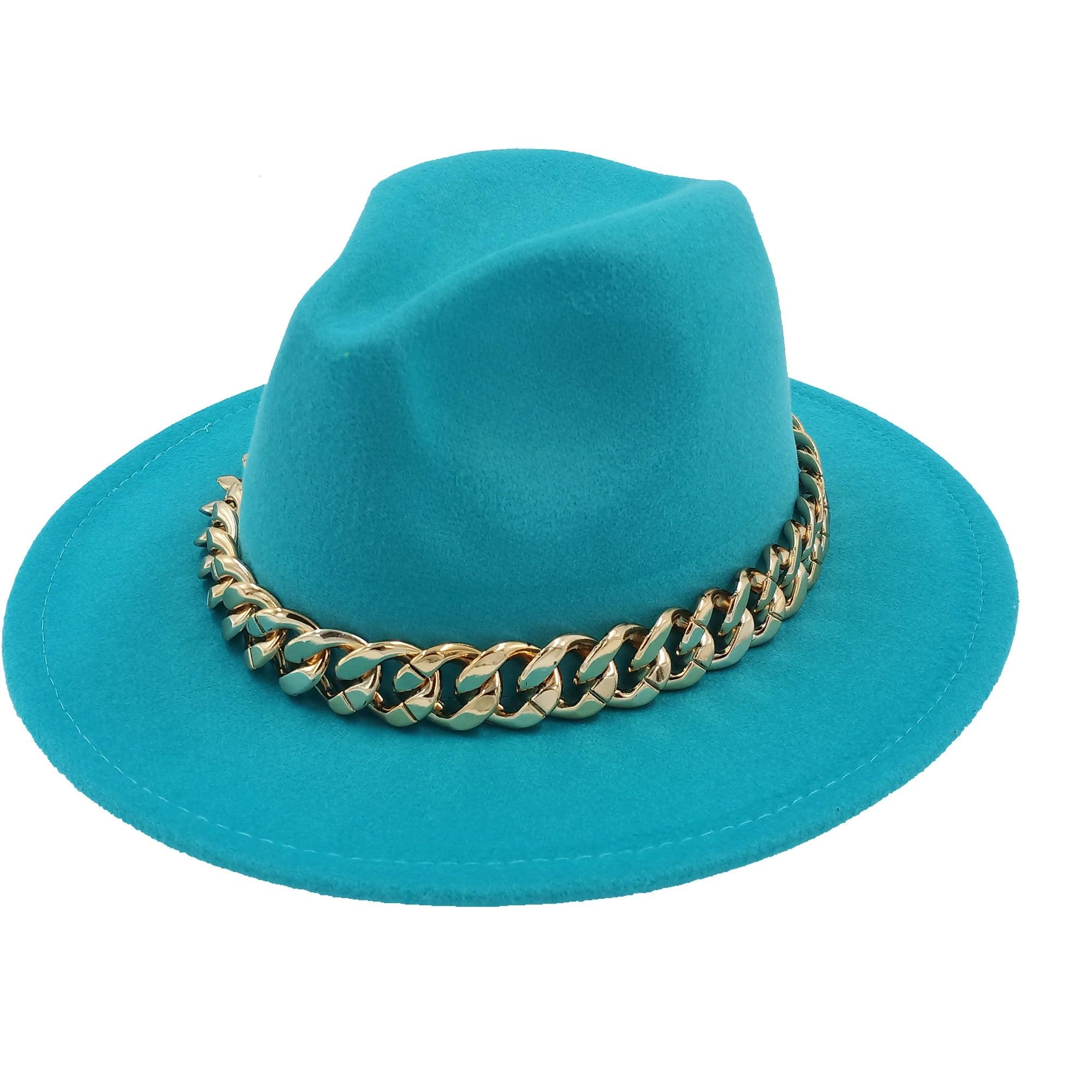 Blue White Men Fedora Unisex Solid Color Fedora Hat Fashion Solid Color Hat Bright Color Wide Brim Autumn Winter Retro Hat Two Tone Dress Hat 56-58CM Stevvex