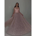 Blush Sequined Backless Evening Dress