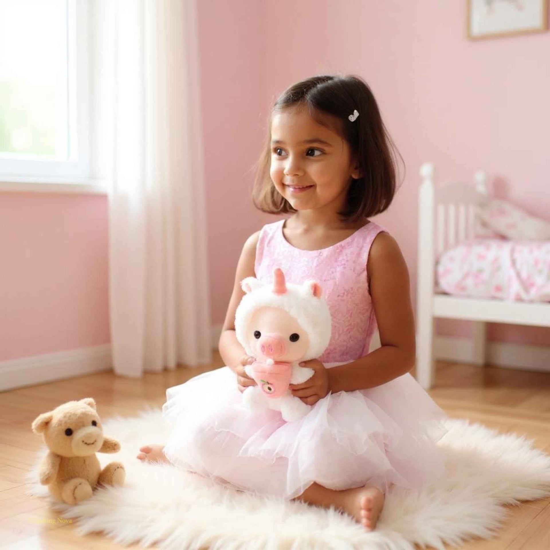 Pig Boba Plush Toy Cute Bubble Tea Stuffed Animal for Kids Dashing Nova