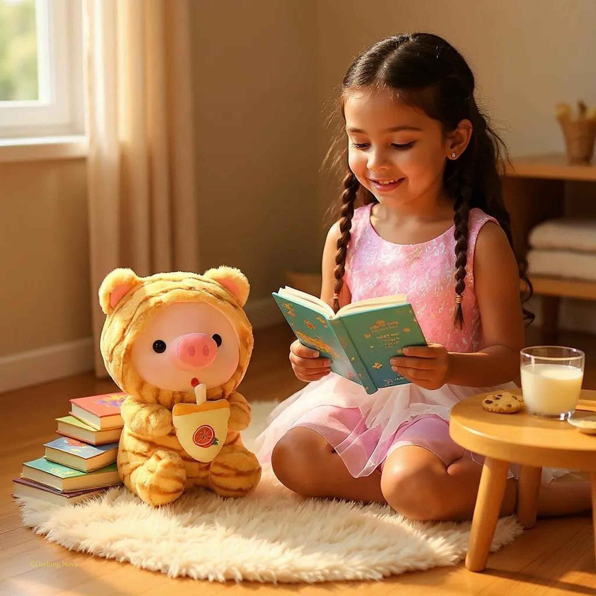 Pig Boba Plush Toy Cute Bubble Tea Stuffed Animal for Kids Dashing Nova