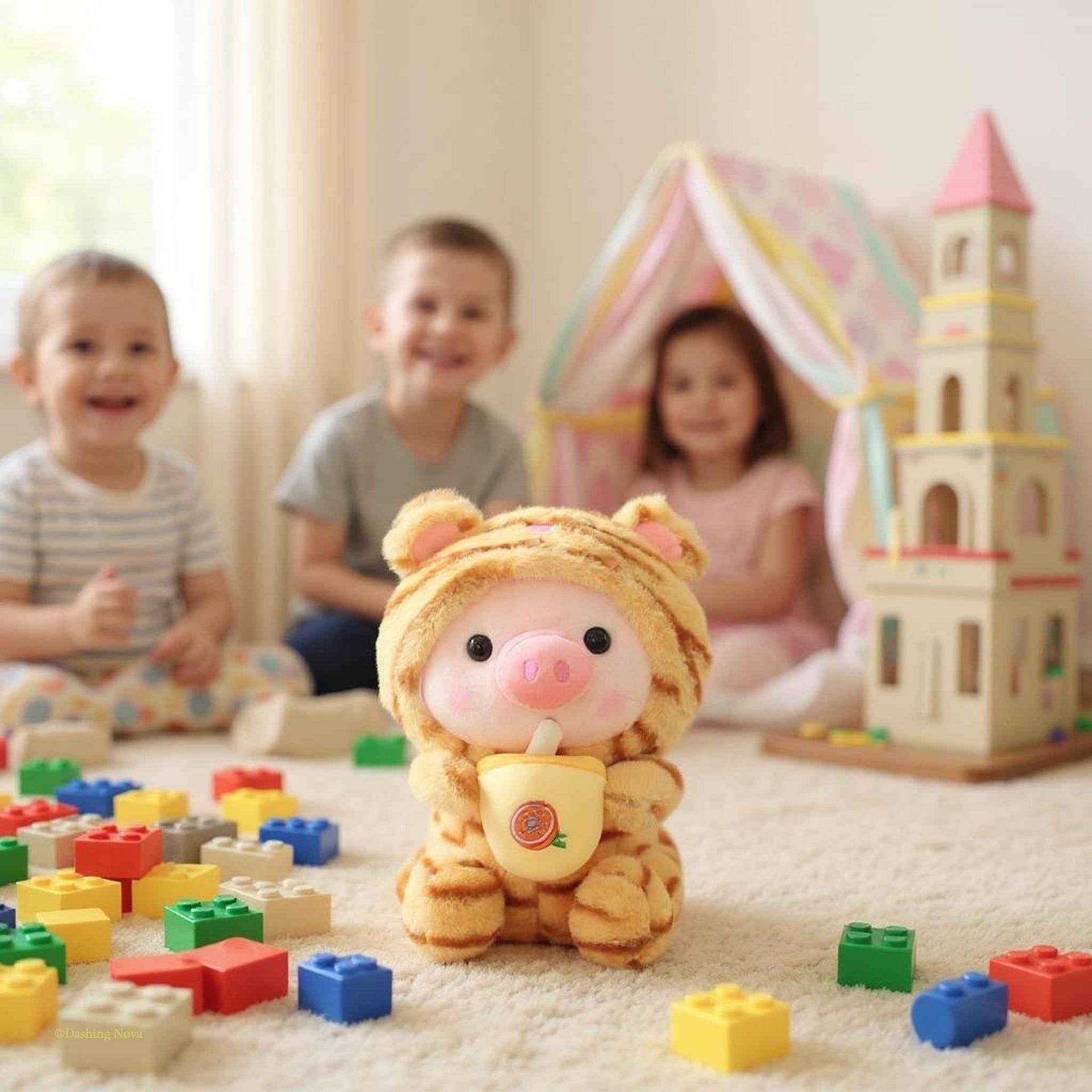 Pig Boba Plush Toy Cute Bubble Tea Stuffed Animal for Kids Dashing Nova