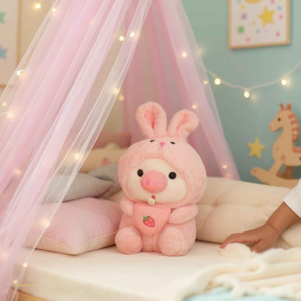 Pig Boba Plush Toy Cute Bubble Tea Stuffed Animal for Kids Dashing Nova