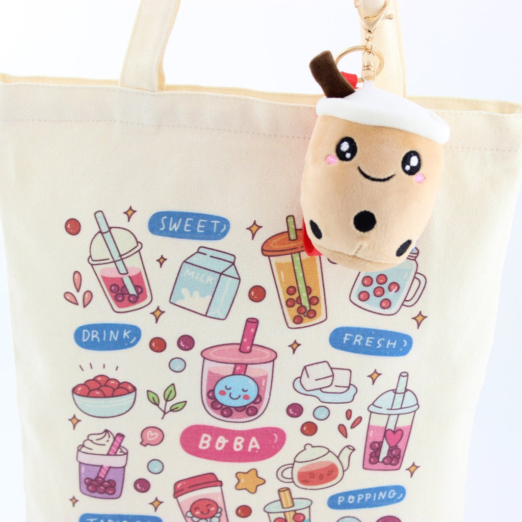 Boba Tote Bag – Lightweight Canvas Bag with Keychain & Pin