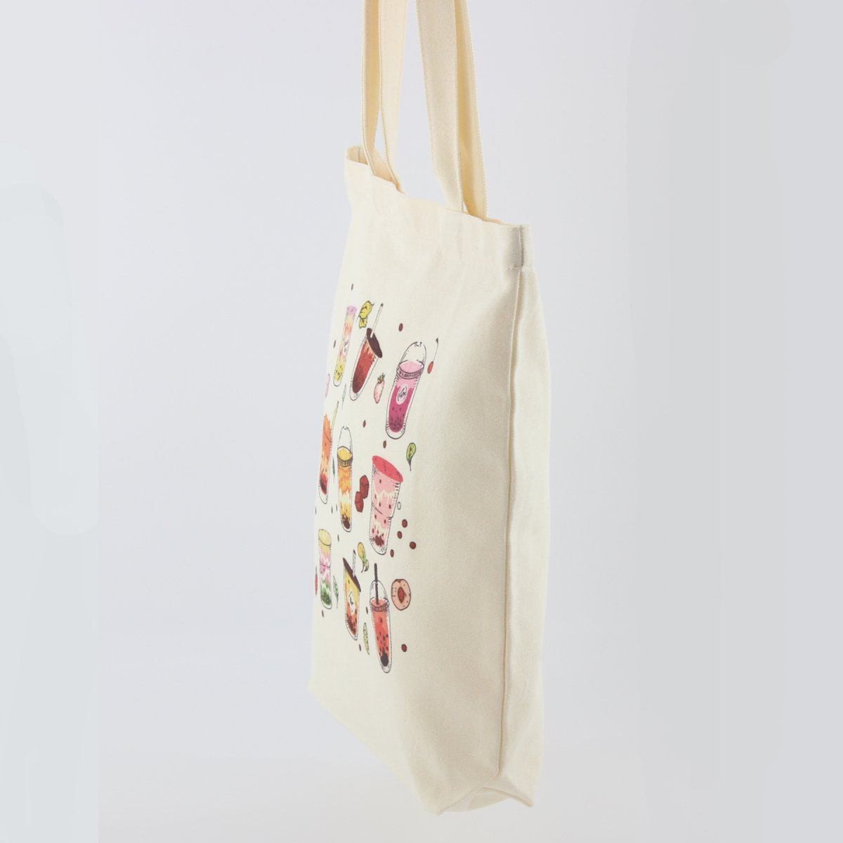 Boba Tote Bag, Graphic Printed Bubble Tea Canvas Handbag, Everyday Reusable Shopping Accessory, Birthday Gift For Her