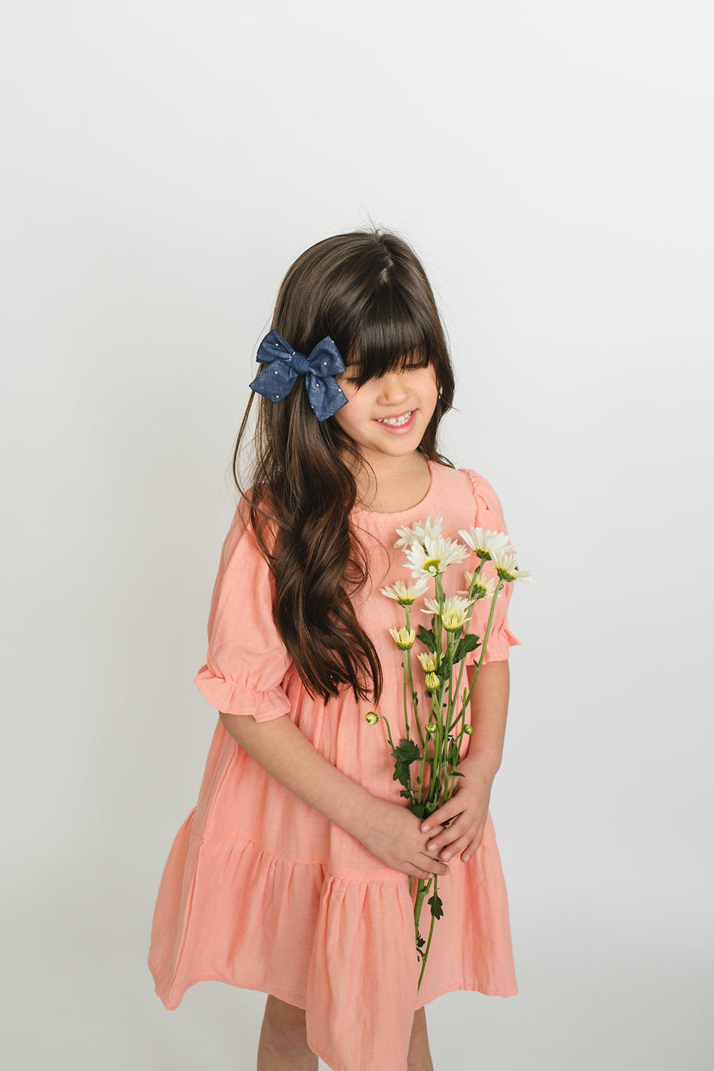Navy Dot - Petite Hair Bow