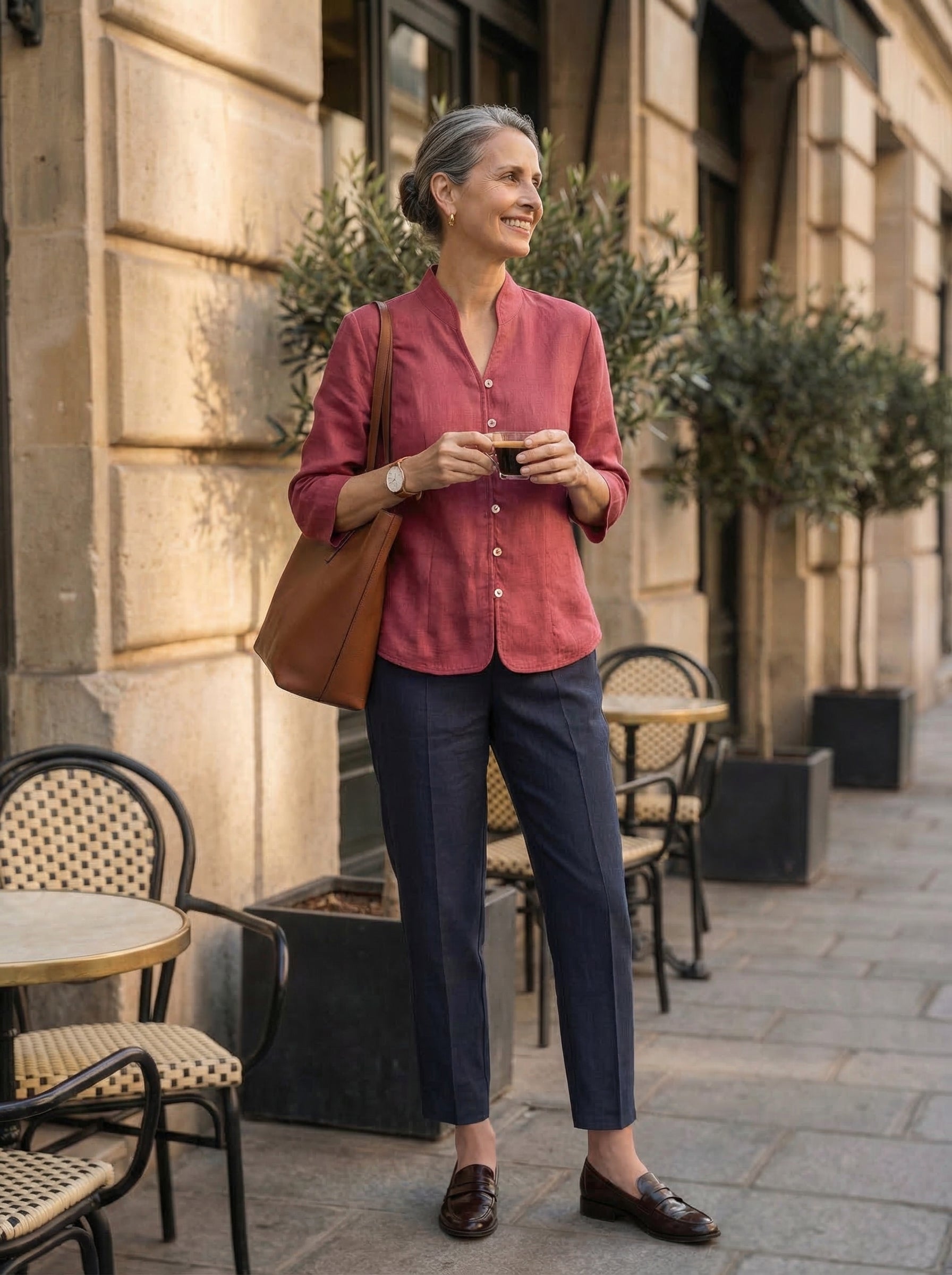 Linen Tailored Straight Cropped Pants LOGAN LINTICO