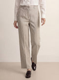 Linen Tailored Wide Leg Full Length Pants LEIGHTON