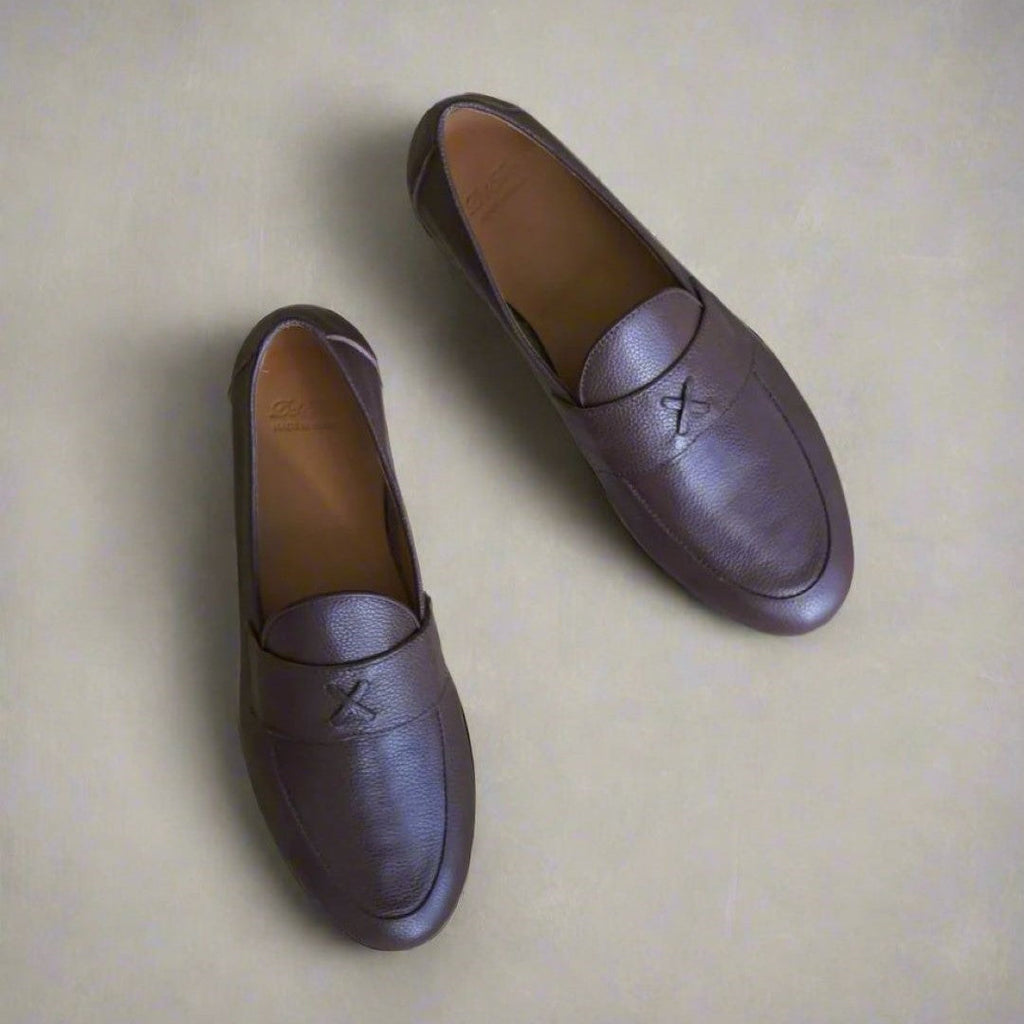 Men's Brown Pebbled Leather Centesimo Del Toro Shoes