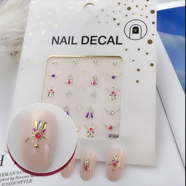 Bronzing Rhinestones Nail Art Decals 3D Sequins Holographic Nail Glitter Flakes Sequin Mirror Glitter Effect Decorations Nail Sticker Jewelry Design For Nails Sliders Tips Manicure Decoration Decoration Including Hearts Stars