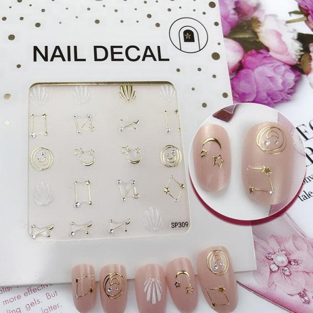 Bronzing Rhinestones Nail Art Decals 3D Sequins Holographic Nail Glitter Flakes Sequin Mirror Glitter Effect Decorations Nail Sticker Jewelry Design For Nails Sliders Tips Manicure Decoration Decoration Including Hearts Stars