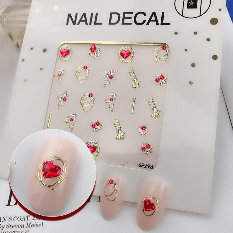 Bronzing Rhinestones Nail Art Decals 3D Sequins Holographic Nail Glitter Flakes Sequin Mirror Glitter Effect Decorations Nail Sticker Jewelry Design For Nails Sliders Tips Manicure Decoration Decoration Including Hearts Stars