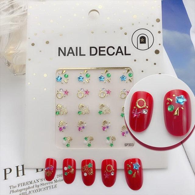 Bronzing Rhinestones Nail Art Decals 3D Sequins Holographic Nail Glitter Flakes Sequin Mirror Glitter Effect Decorations Nail Sticker Jewelry Design For Nails Sliders Tips Manicure Decoration Decoration Including Hearts Stars