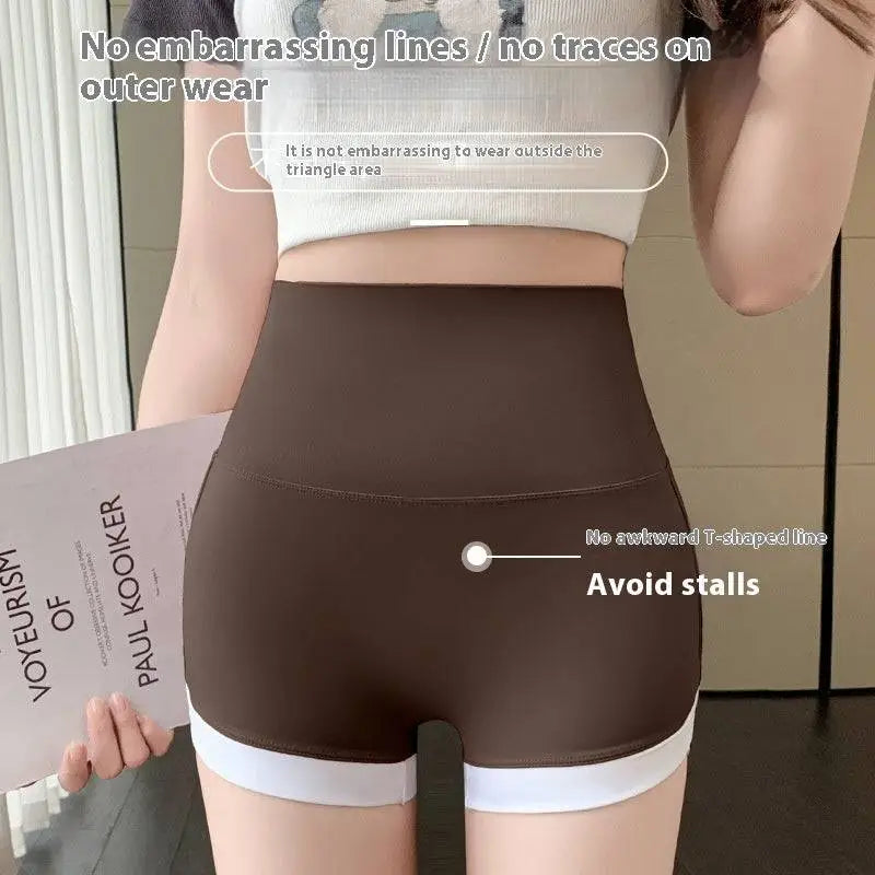 Brown High Waisted Hip Lifting Sports Shorts