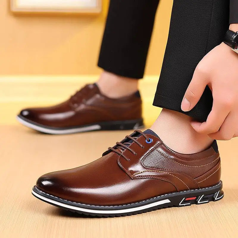 Brown Textured Work Fashion Leather Shoes