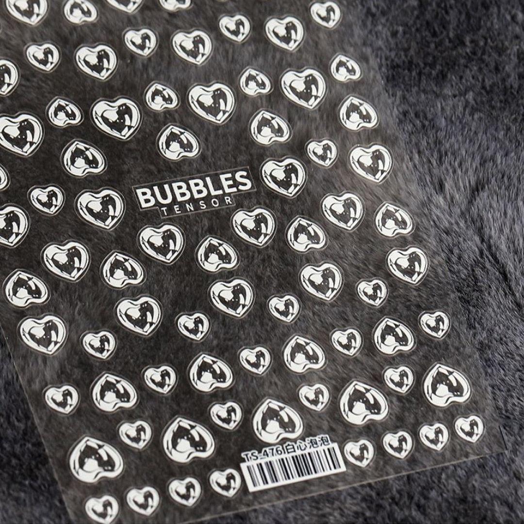 Bubble Cute Black Red Hearts Nail Stickers Nail Art Decorations Nail Decals Design Self-Adhesive 3D Wave Design Decoration for Women Girls Adhesive Striping Tape Nail Art Stickers