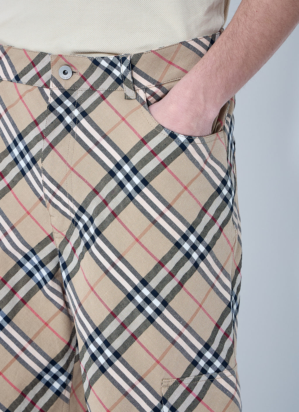 Burberry Men Check Linen-Blend Pants