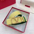 Valentino V logo Hammered Buckle Reversible Wide Signature Belt 'Lime/Green' Banlieue91