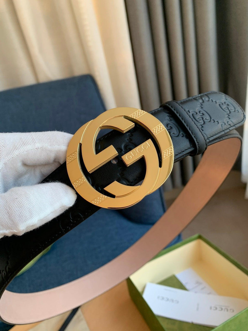 GUCCI Embellished coated-canvas and leather belt 'Black' Banlieue91
