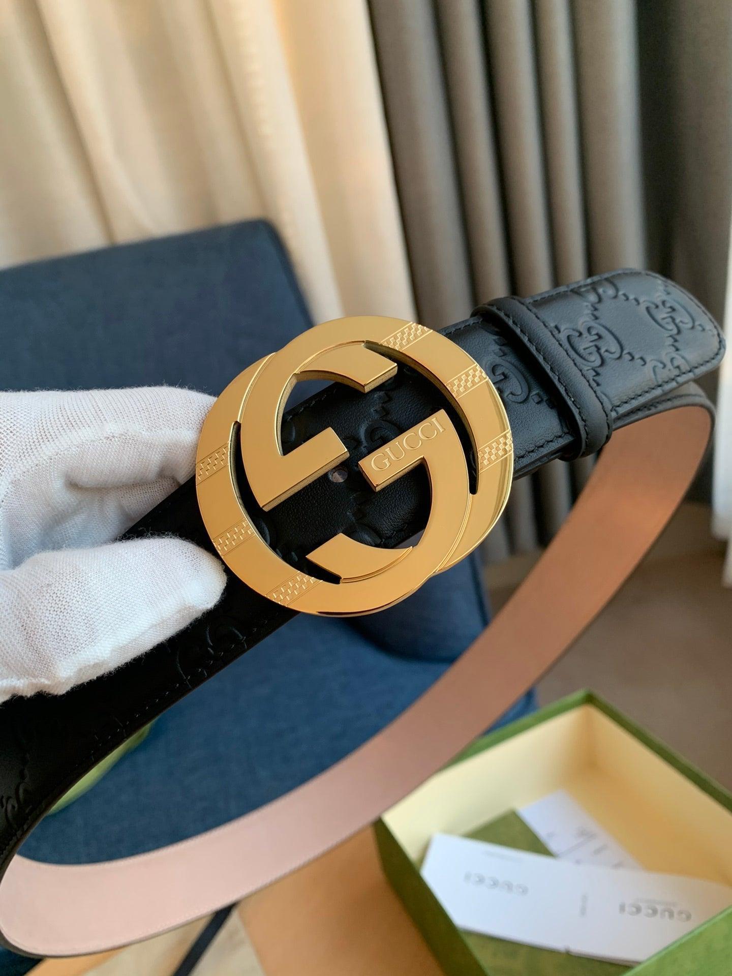 GUCCI Embellished coated-canvas and leather belt 'Black' Banlieue91
