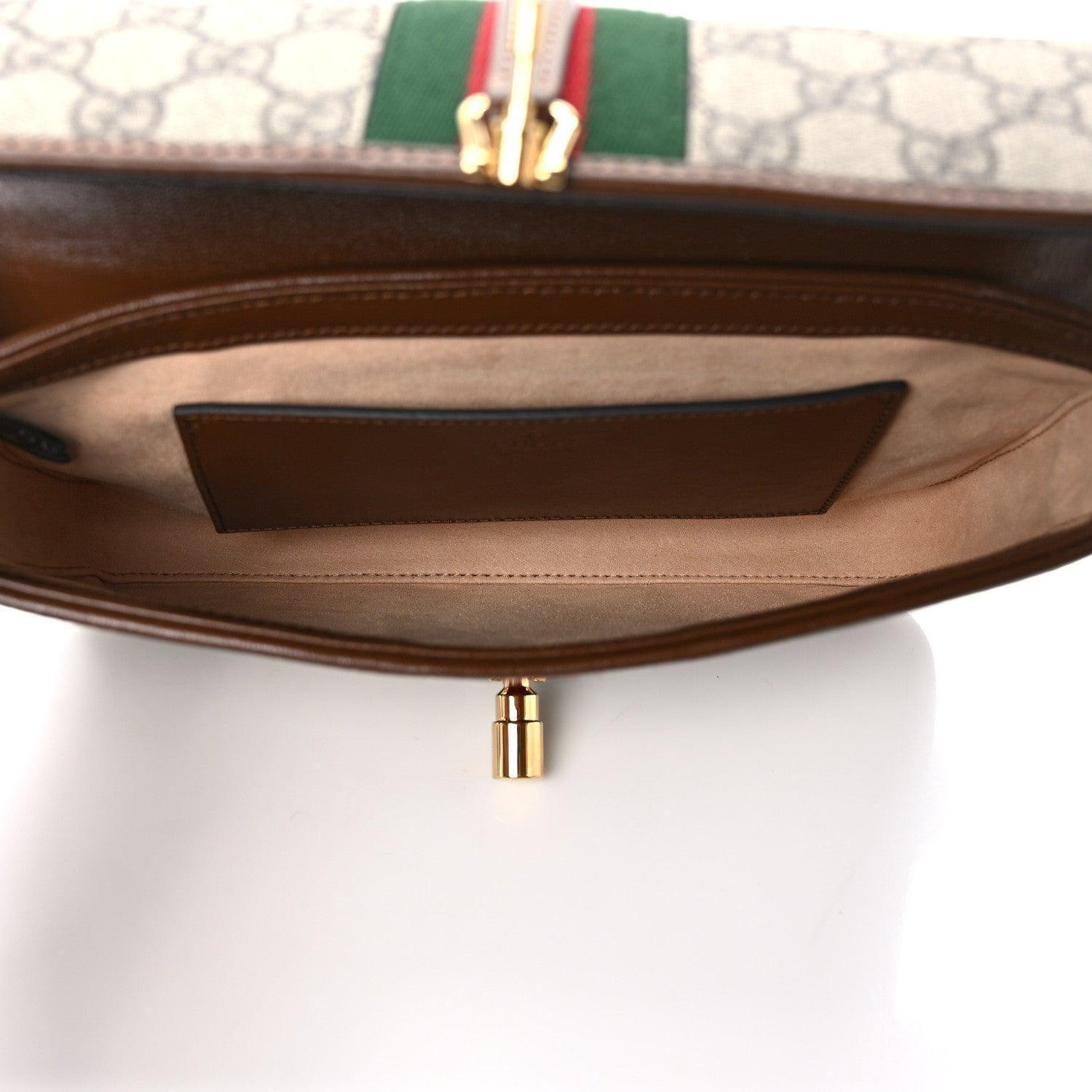 Gucci GG Supreme Monogram Azalea Calfskin Web Jackie 1961 Belt Bag Beige Ebony Brown Sugar Banlieue91