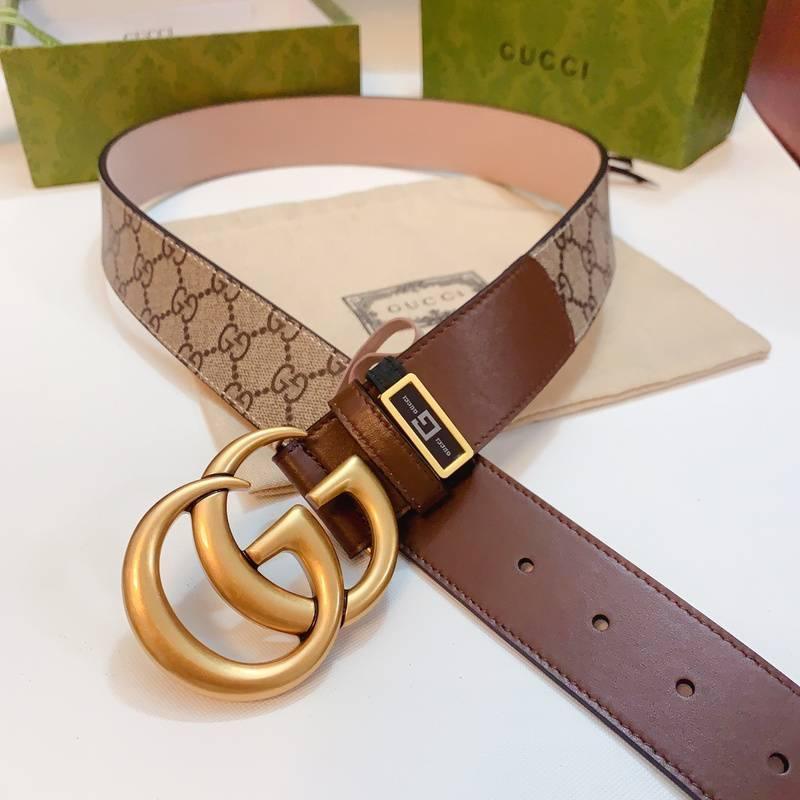 GUCCI Embellished coated-canvas and leather belt 'Brown' Banlieue91