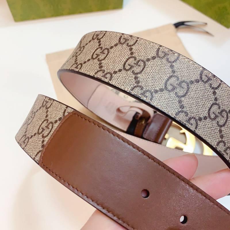 GUCCI Embellished coated-canvas and leather belt 'Brown' Banlieue91