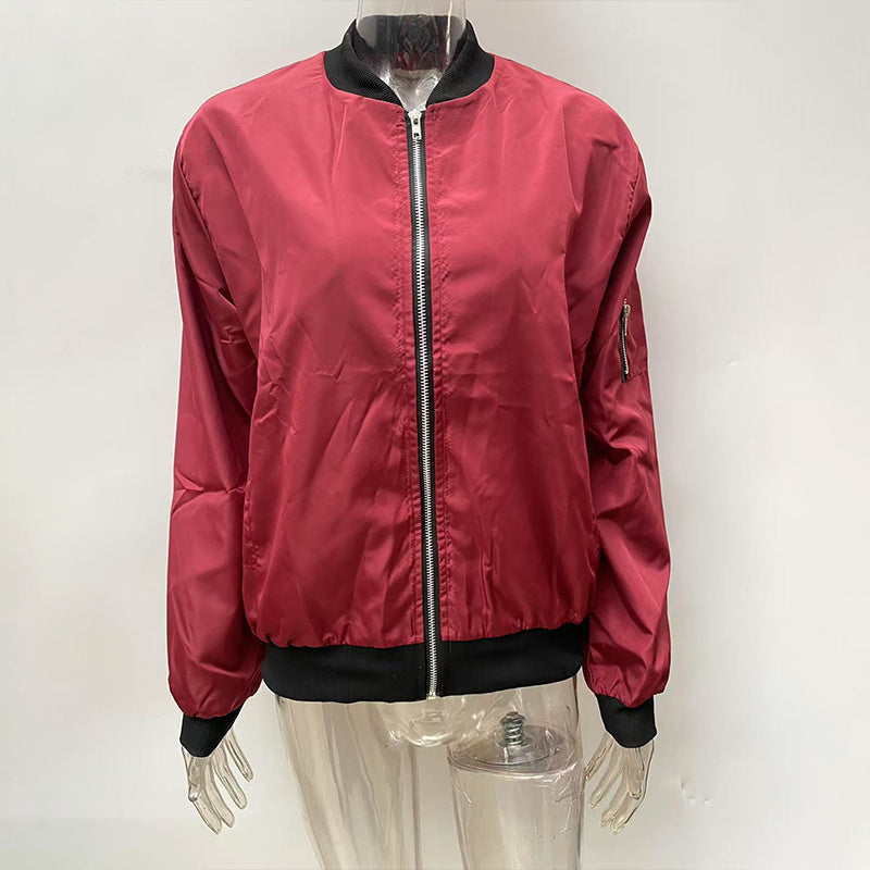 Minimalist Color-Block Stand-Collar Zip Jacket FitiqueFit